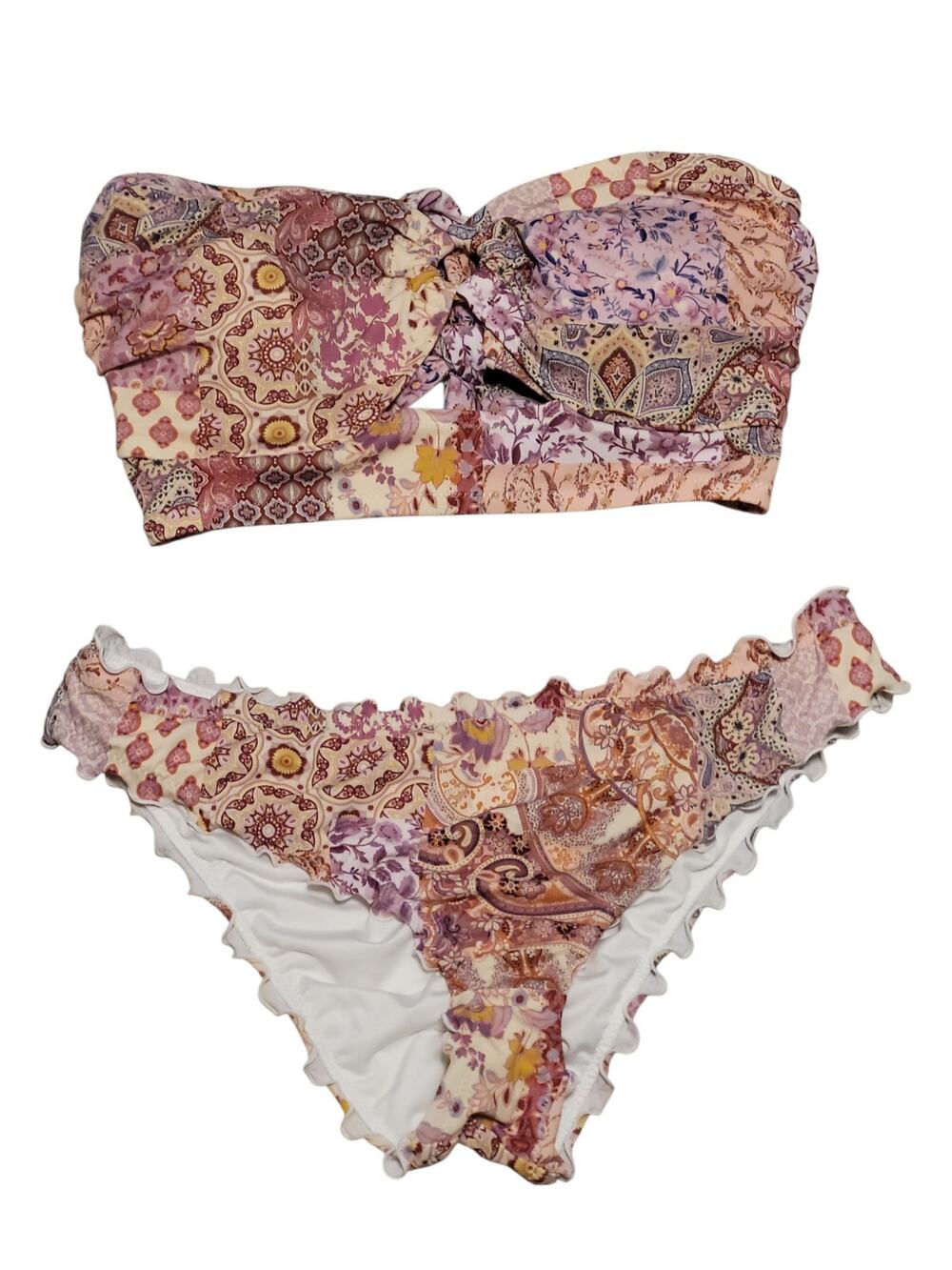 Shade & Shore Boho Patchwork Paisley Bikini Set 36D M